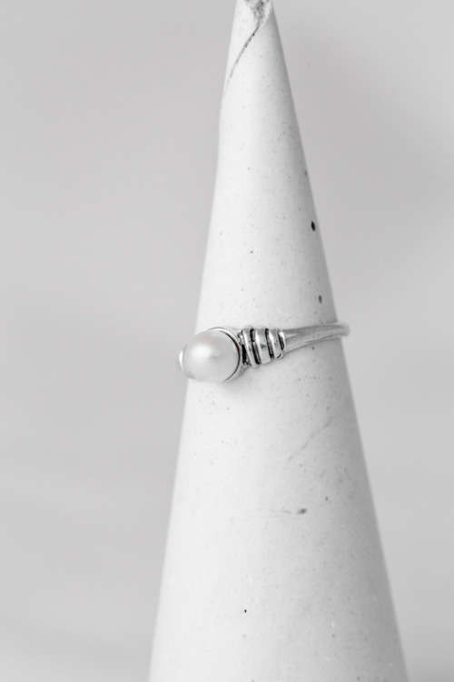 Solid Sterling Silver (.925) Handmade Ring With Genuine Pearl