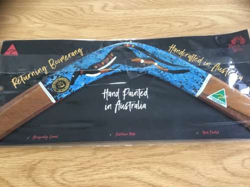 Original AUSTRALIA boomerang hand painted  by Aboriginal artist