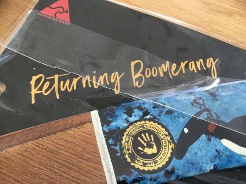 Original AUSTRALIA boomerang hand painted  by Aboriginal artist