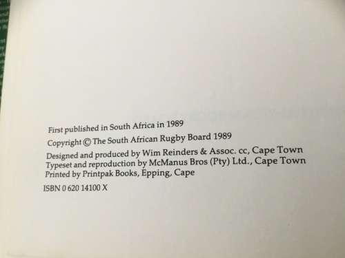 Rugby in South Africa a history 1861 - 1988 rare item