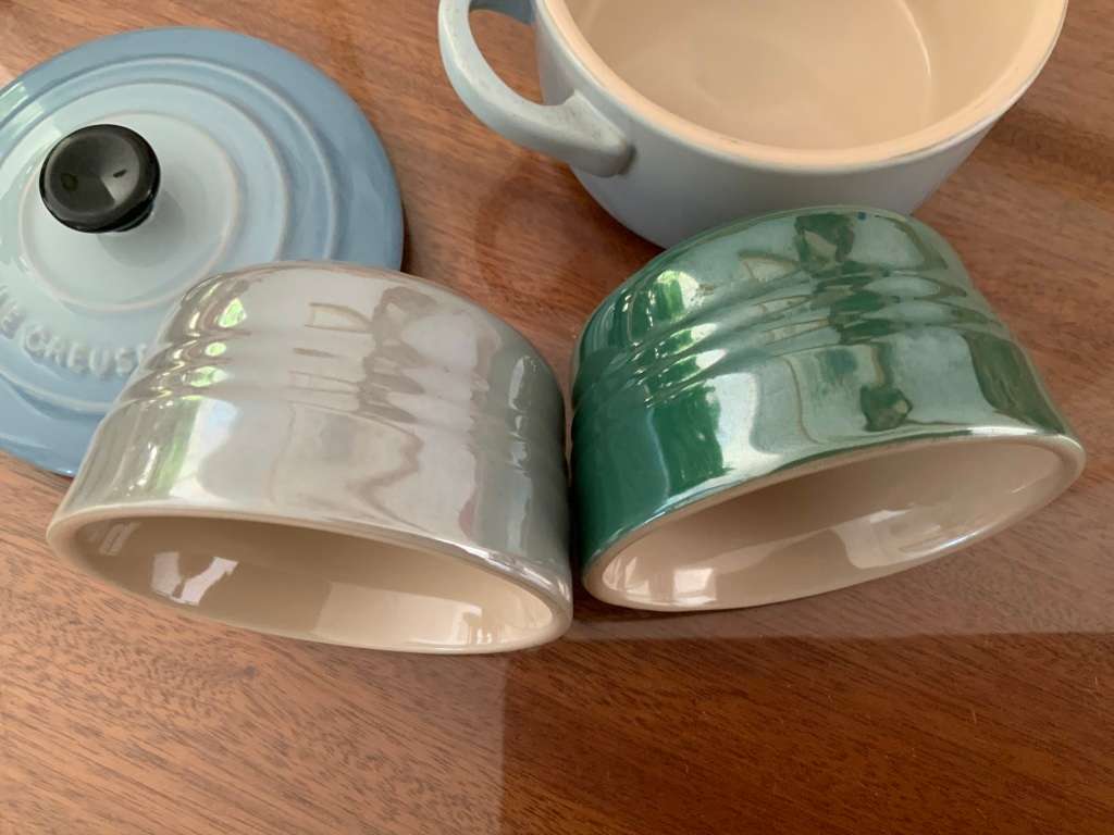 Le creuset  soufflé dishes &mini round cocotte coastal blue