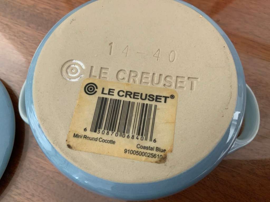 Le creuset  soufflé dishes &mini round cocotte coastal blue