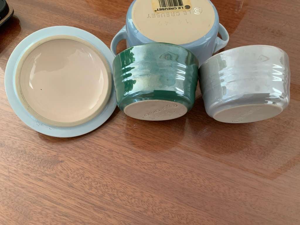 Le creuset  soufflé dishes &mini round cocotte coastal blue