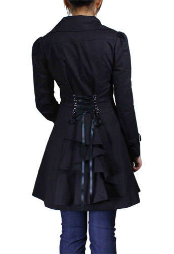 Black Lace-Up Ruffled Jacket