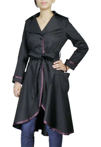 Black Cutaway Flare Long Trench Coat