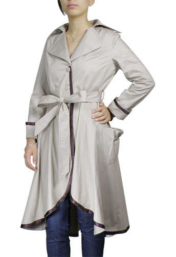 Khaki Cutaway Flare Long Trench Coat