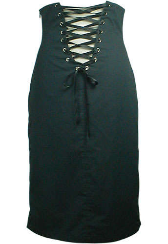 Black Gothic High-Waist Lace-Up Corset Skirt