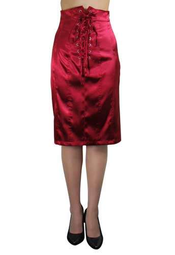 Red Lace Corset Pencil Skirt - Size Plus 28 Only