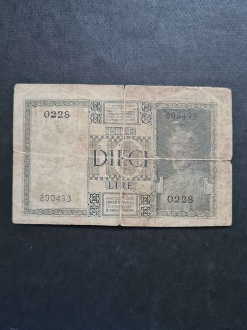 Italy 10 Lire Bank Note - as per photograph