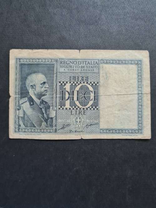 Italy 10 Lire Bank Note - as per photograph
