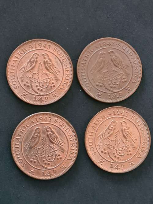 4 x Union Farthings 1943