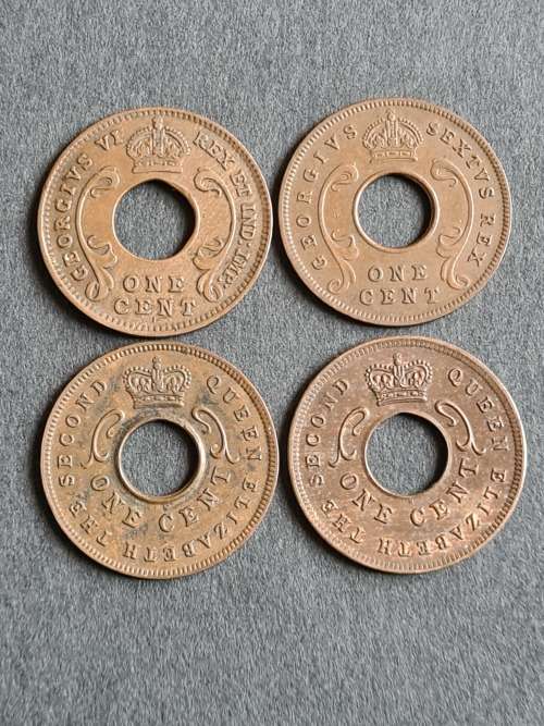 4 x East Africa 1 Cent 1942/1949/1955/1956