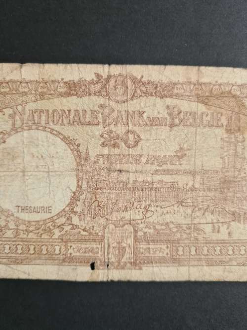 Belgium 20 Francs Filler Note 25/10/1941 - as per photograph