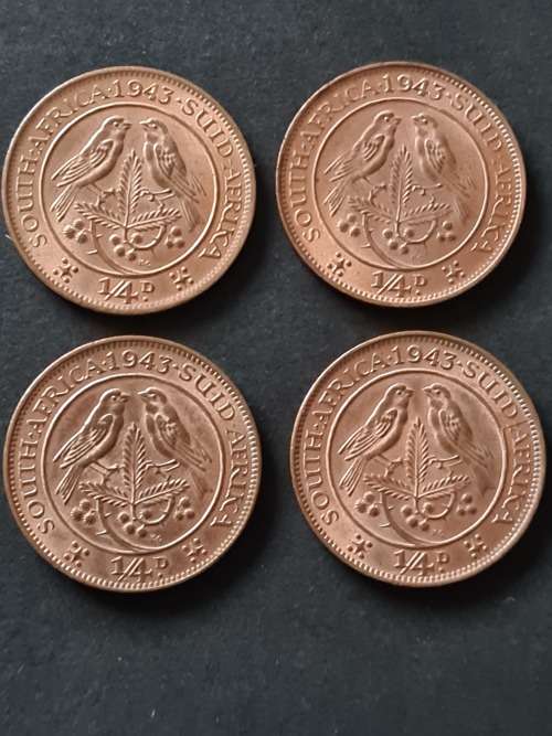4 x Union Farthings 1943 EF+/UNC