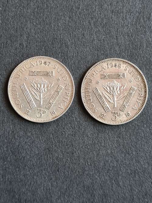 2 x SA Tickey 1947 and 1948