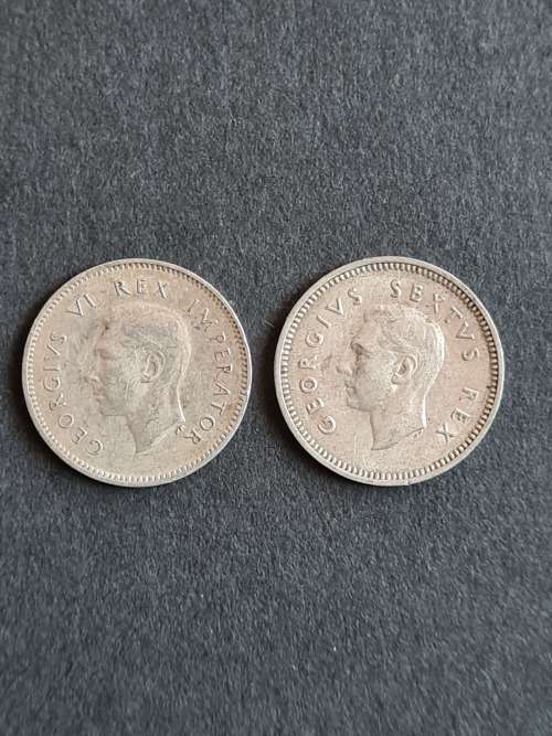 2 x SA Tickey 1947 and 1948