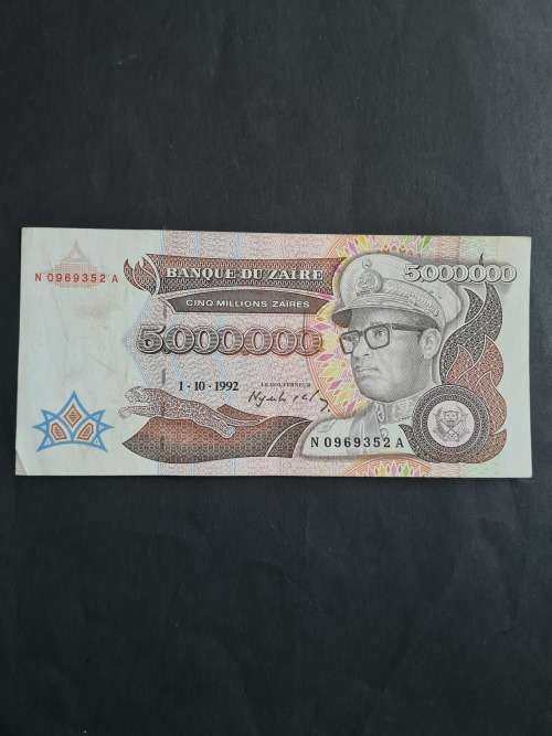 Zaire 5 Million Zaires Note