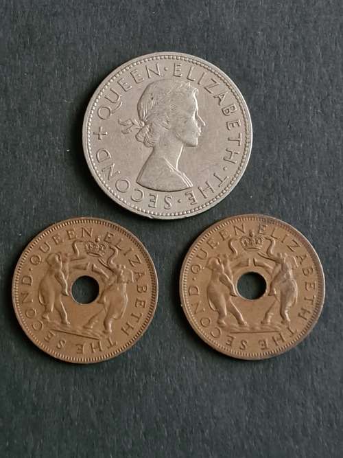 Rhodesia Nysaland 1/2 Crown 1957 and 2 by 1 Pennies 1958/1961