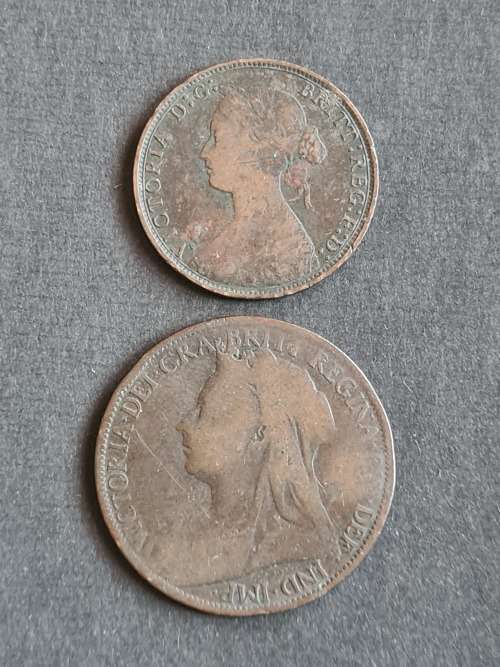 UK 1/2 Penny 1873 and 1 Penny 1901