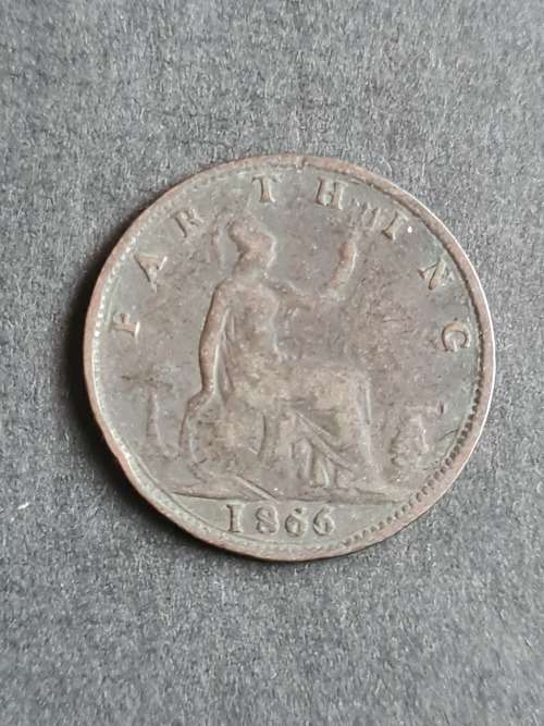 UK Farthing 1866 Queen Victoria Younghead