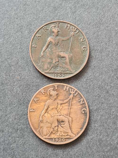 2 x UK Farthings 1902/1920