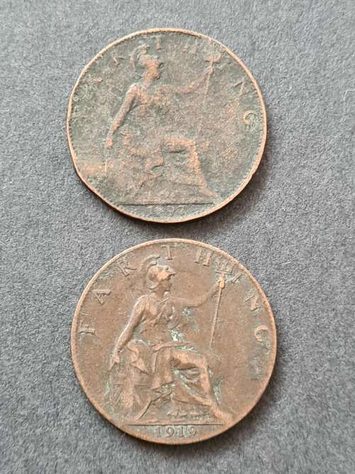 2 x UK Farthings 1897/1919