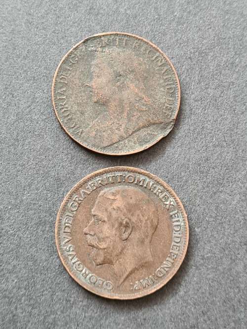 2 x UK Farthings 1897/1919