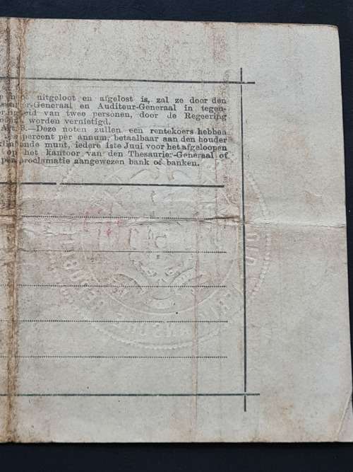 ZAR Gouvernements Noot Een Pond 28/5/1900 (2 pin holes in middle of note)  - as per photograph