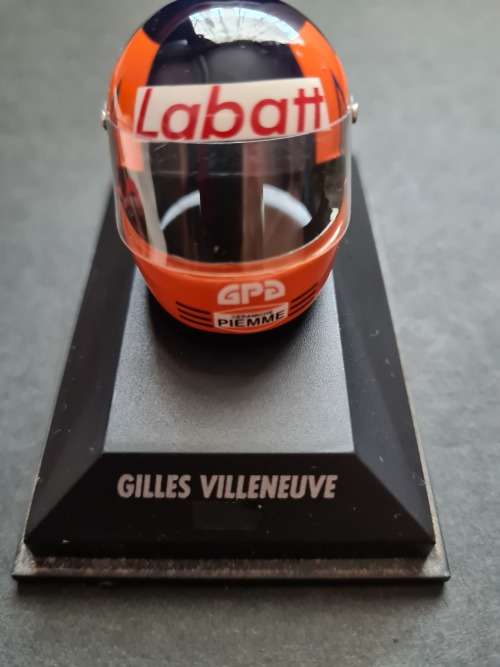 Minature Formula One Racing Helmet Gilles Villeneuve (Smeg)