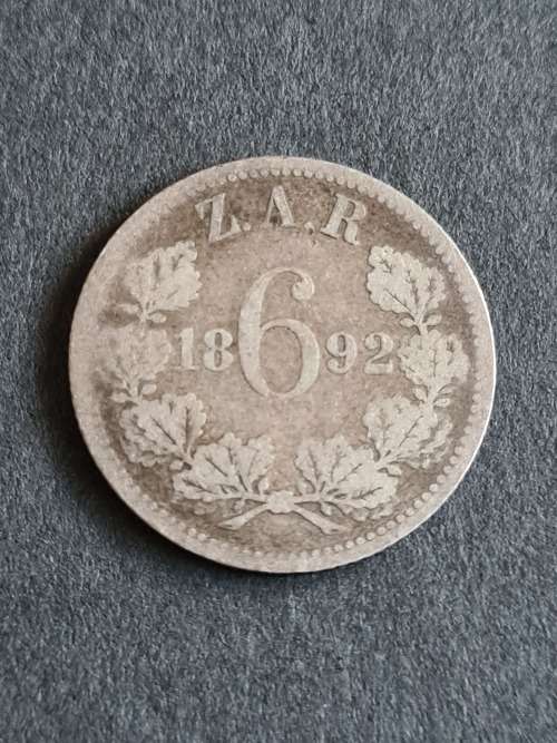 ZAR Sixpence 1892 - as per photograph