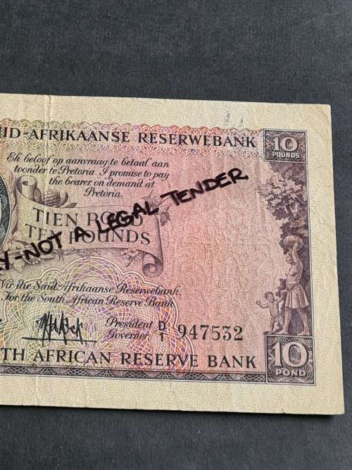 MH de Kock 10 Pounds 18/12/1952 A/E VF - as per photograph