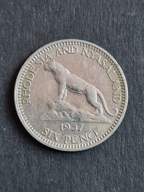 Rhodesia Nysaland Sixpence 1957 - as per photograph