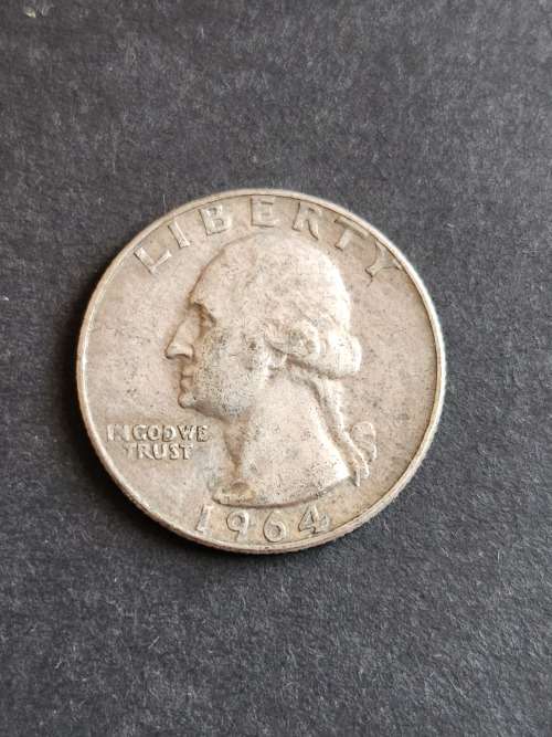 USA Washing 1/4 Dollar 1964D Silver - as per photograph