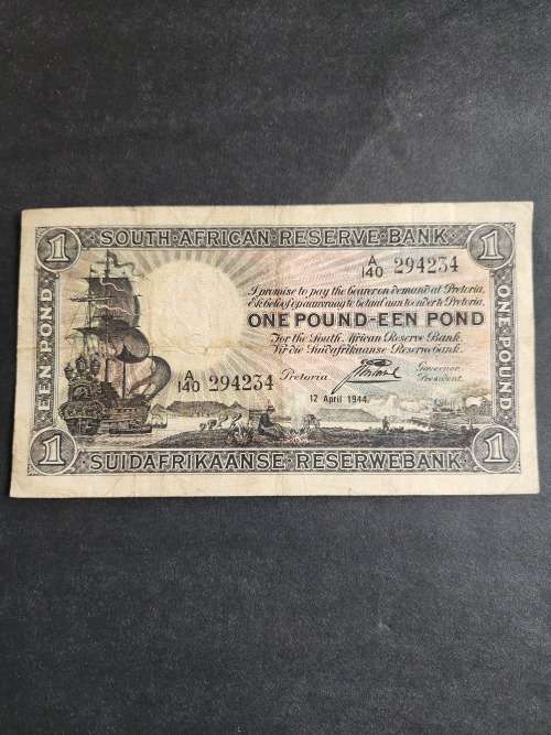 J Postmus 1 Pound Note 12 April 1944 E/A VF - as per photograph