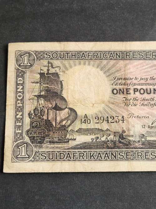 J Postmus 1 Pound Note 12 April 1944 E/A VF - as per photograph