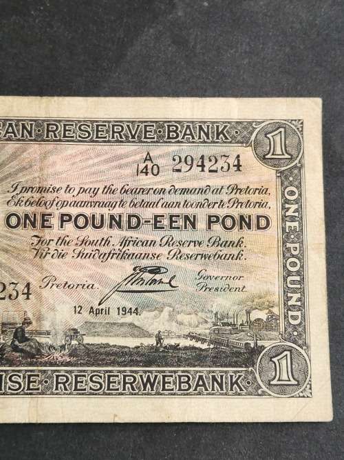 J Postmus 1 Pound Note 12 April 1944 E/A VF - as per photograph