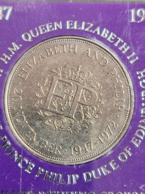 Queen Elizabeth II and Prince Philip Silver Wedding Crown 1947-1972 - as per photograph