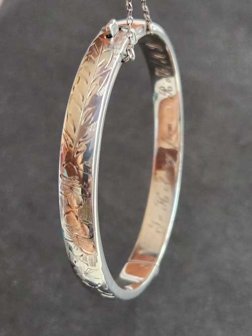 Vintage Hallmark Silver Bangle 12g (engraved) - as per photograph