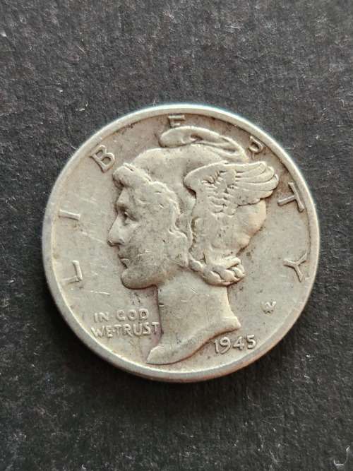 USA Mercury Dime 1945 Silver - as per photograph