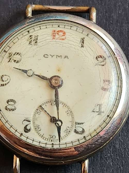 Cyma Wind up Wrist Watch Gold Plated - Face only (not working) - as per photograph