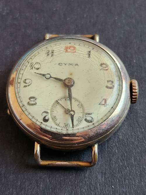Cyma Wind up Wrist Watch Gold Plated - Face only (not working) - as per photograph