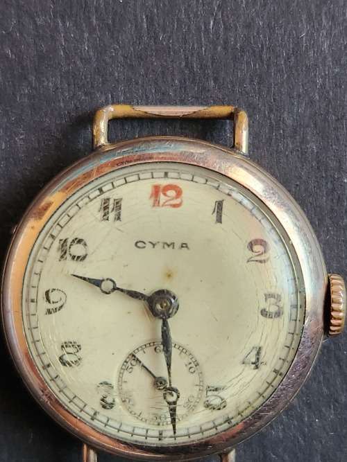 Cyma Wind up Wrist Watch Gold Plated - Face only (not working) - as per photograph