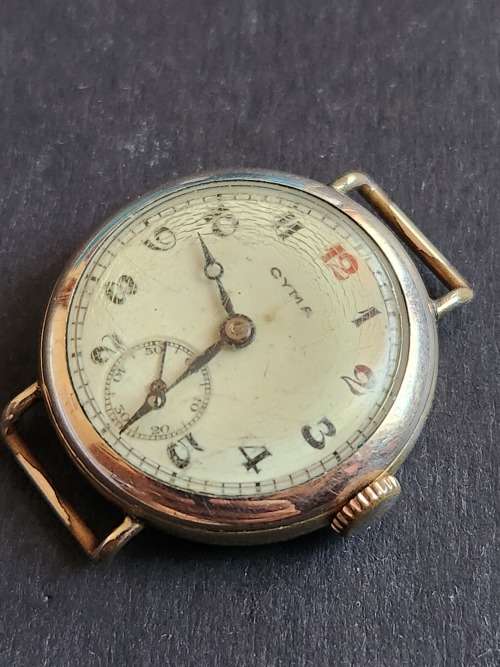 Cyma Wind up Wrist Watch Gold Plated - Face only (not working) - as per photograph