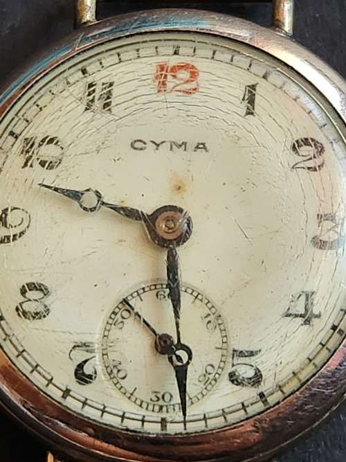 Cyma Wind up Wrist Watch Gold Plated - Face only (not working) - as per photograph