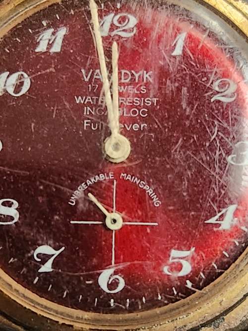 Vintage Van Dyk 17 Jewels Incablock Full Lever Men`s Wrist Watch- as per photograph