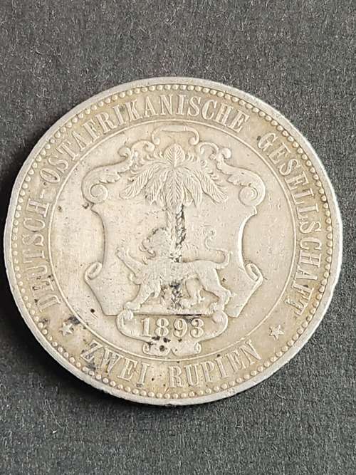 Deutsch Ostafrika Zwei Rupien 1893 (scarce coin) solder marks - as per photograph