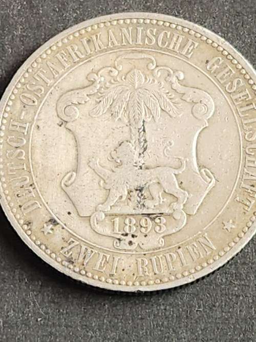 Deutsch Ostafrika Zwei Rupien 1893 (scarce coin) solder marks - as per photograph