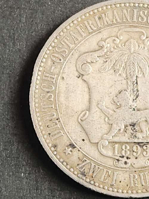Deutsch Ostafrika Zwei Rupien 1893 (scarce coin) solder marks - as per photograph