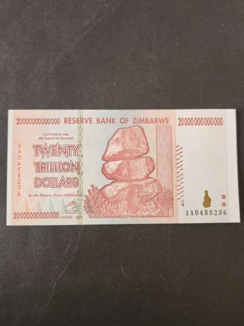 Reserve Bank of Zimbabwe Twenty Trillion Dollars BU - as per photograph