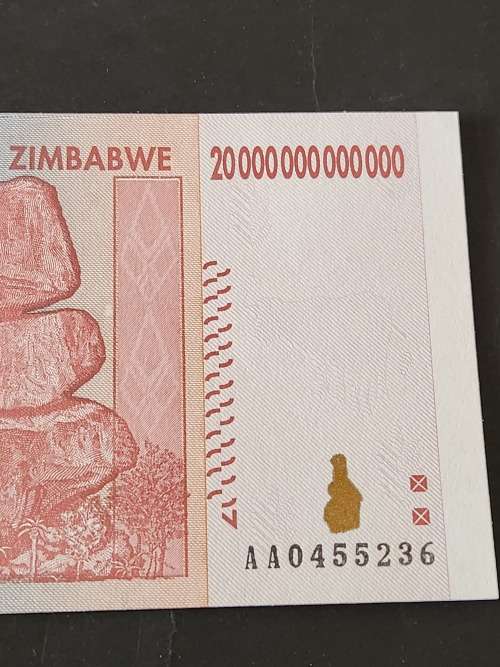 Reserve Bank of Zimbabwe Twenty Trillion Dollars BU - as per photograph